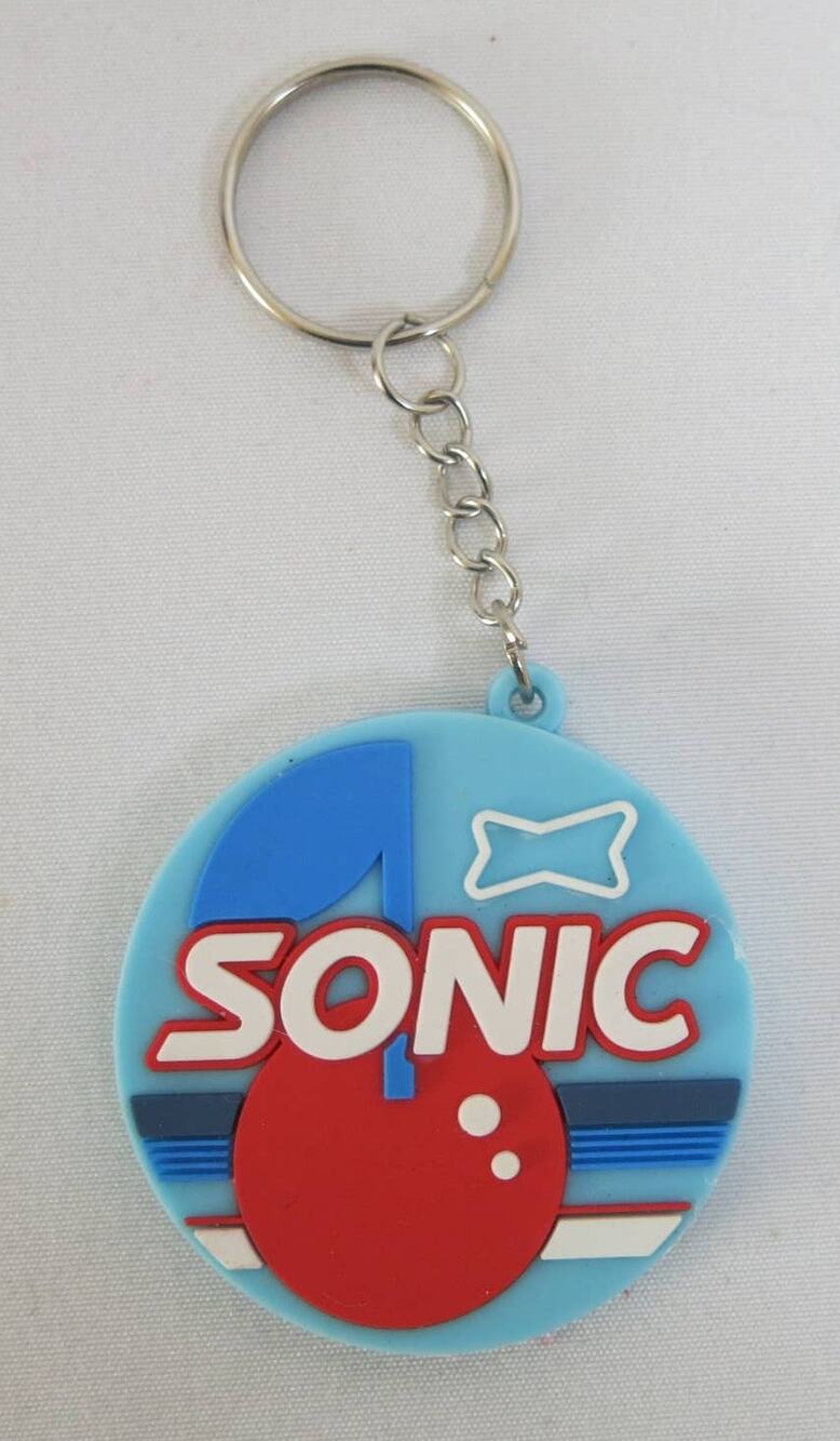 SONIC DRIVE IN *NEW* Cherry Keychain Keyring Slush Limeade Blue Red Rubber Logo